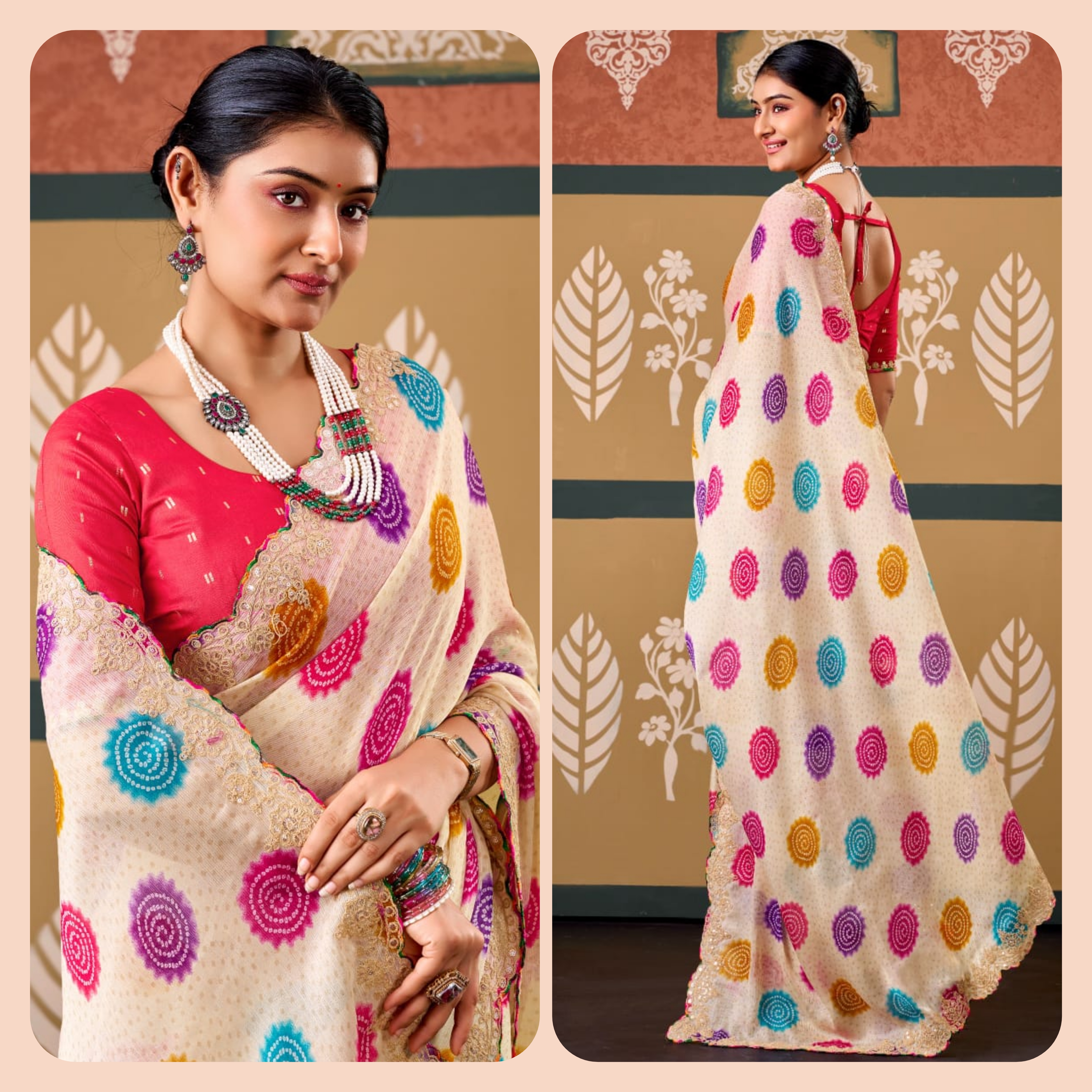 RADHARANI - BANDHEJ FESTIVE SEASON – OFF WHITE - MULTI