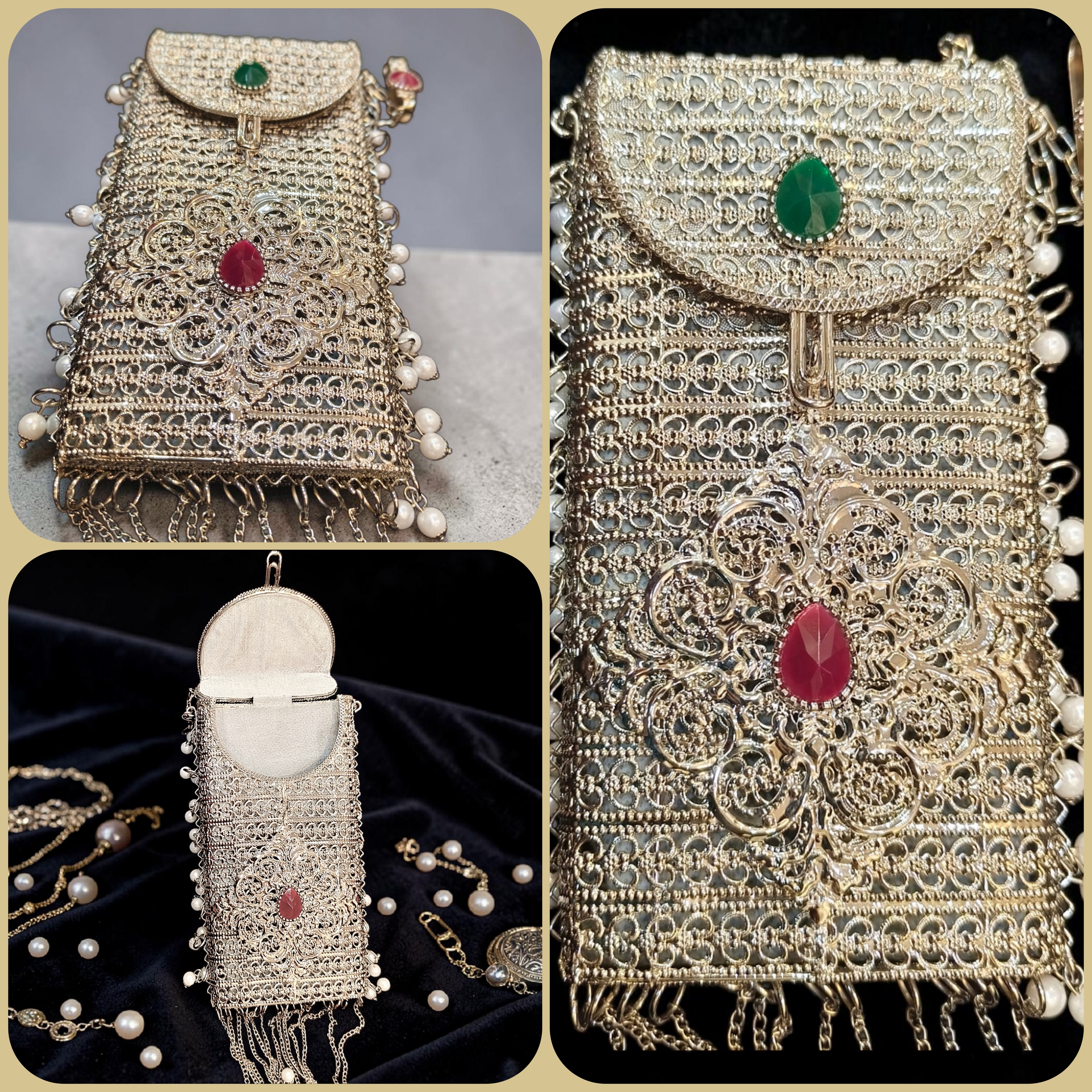 Royal Filigree Metal Sling Bag  – SILVER