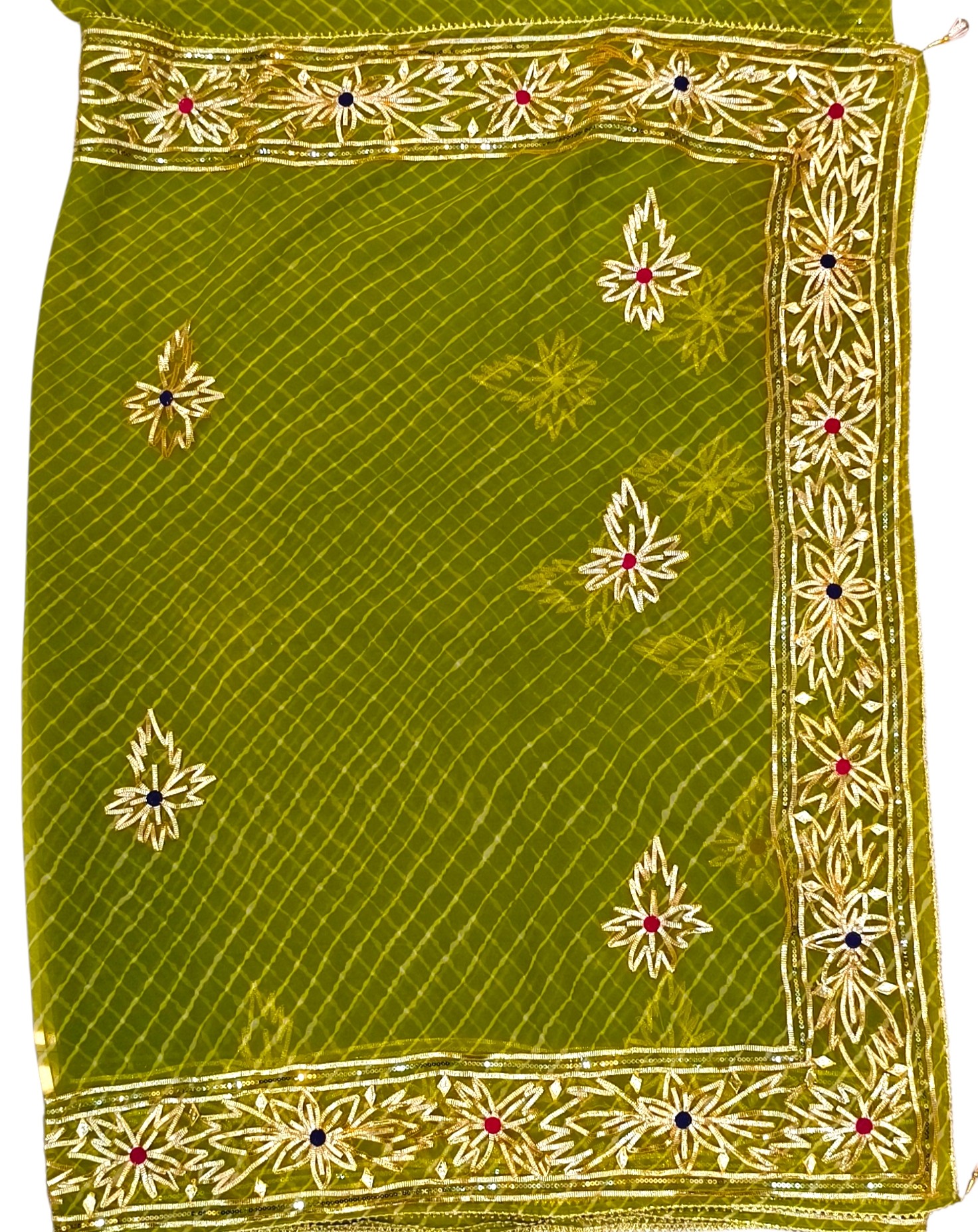 Lahariya with Kachha Gota Work  – GREEN