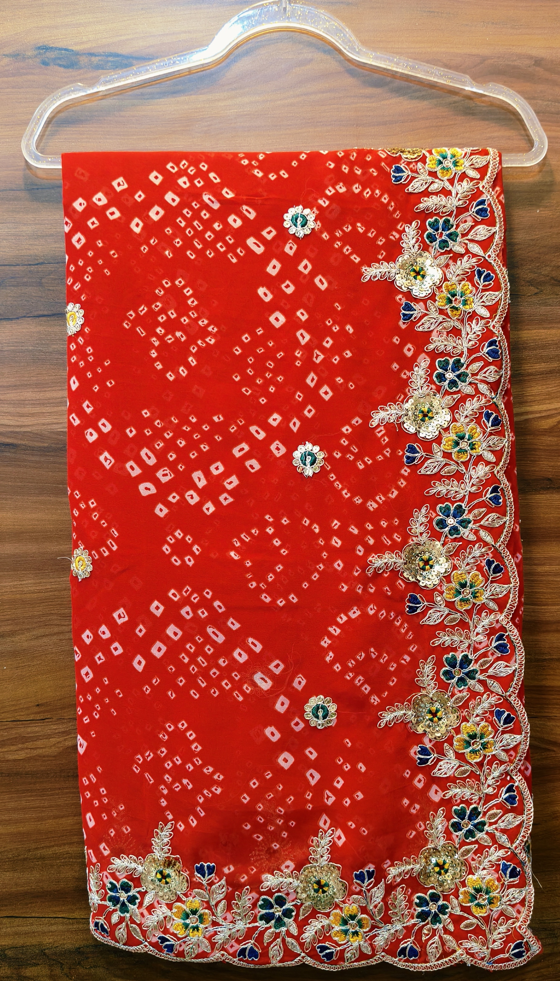 ROYAL BANDHEJ 1- FLORAL EMBROIDORY SAREE – RED 