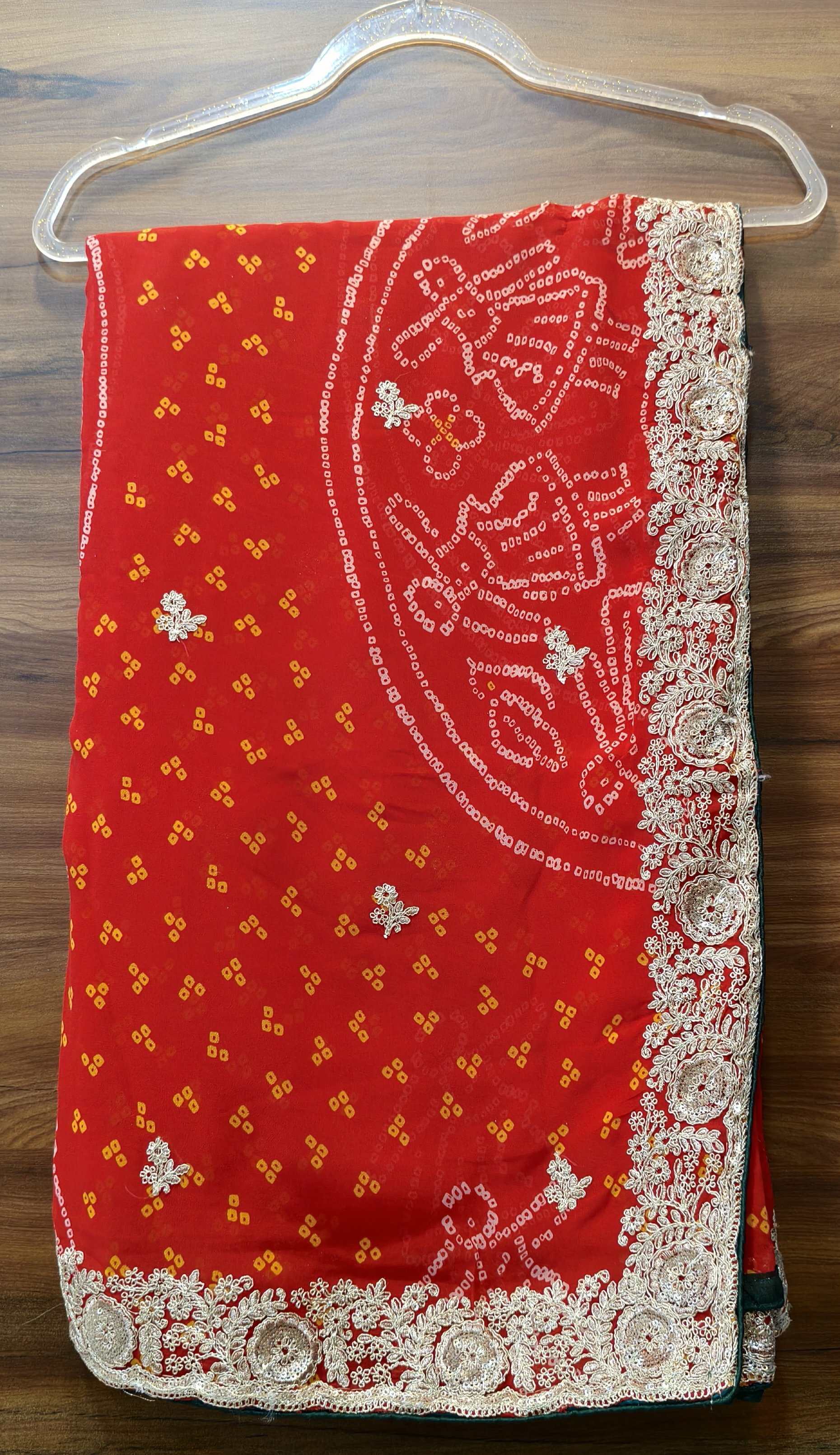 ROYAL BANDHEJ 2- SILVER EMBROIDORY SAREE – RED