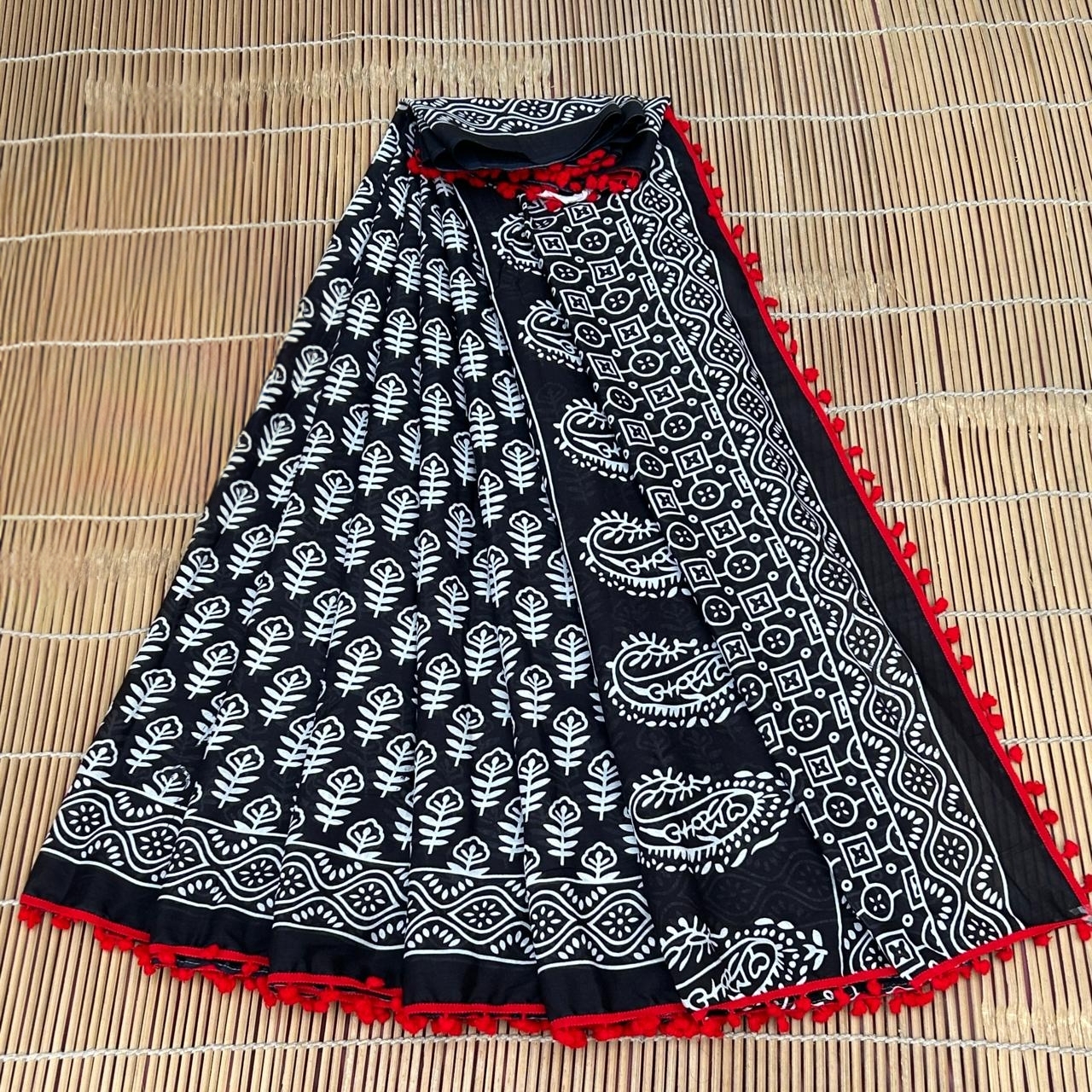 MAL MAL POM POM COTTON SAREE  – 19