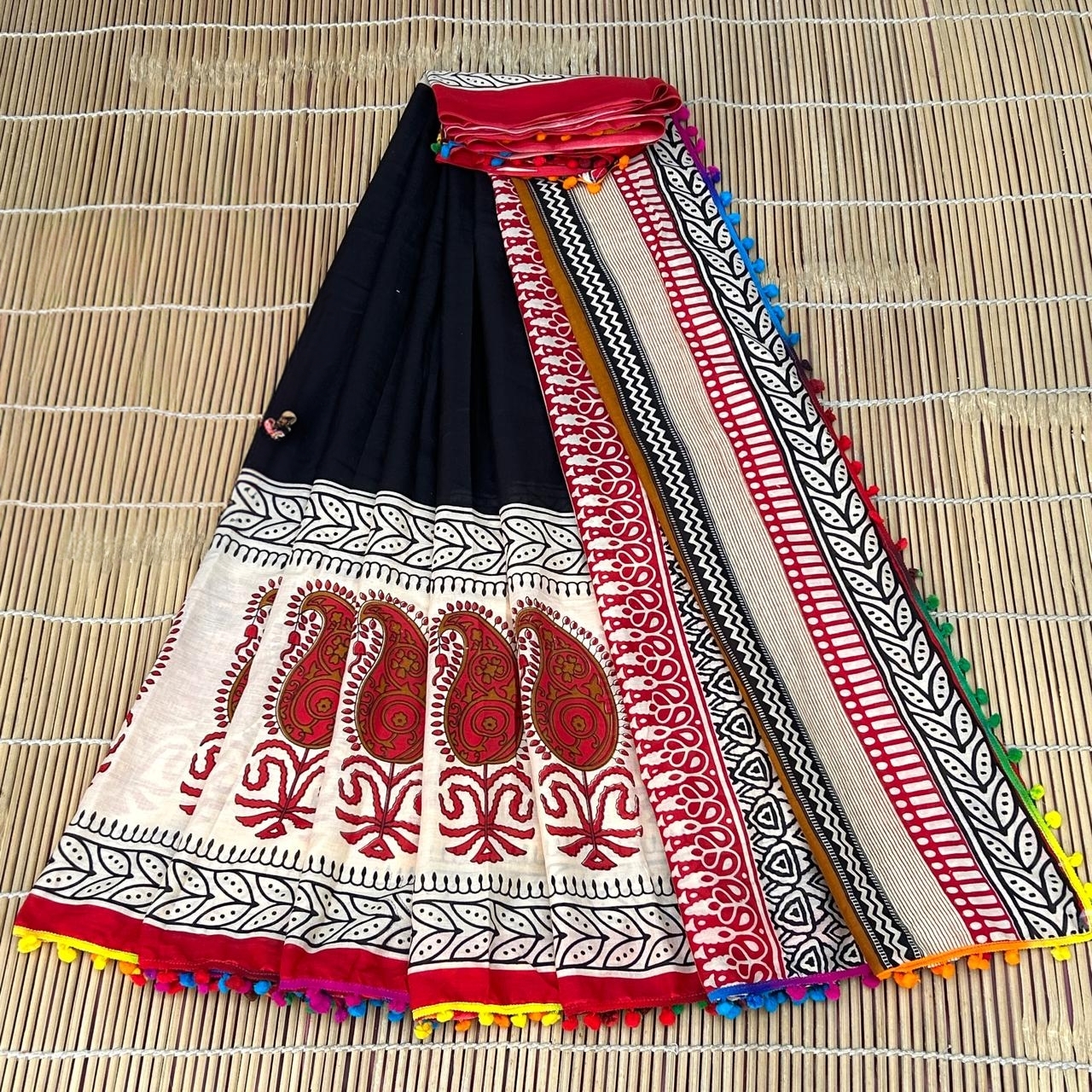 MAL MAL POM POM COTTON SAREE  – Image 19