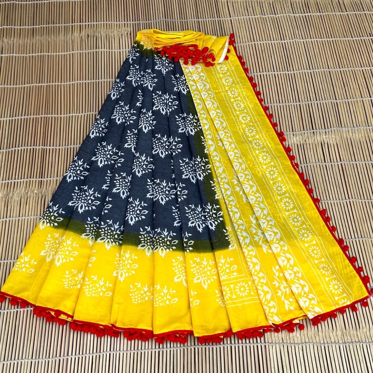 MAL MAL POM POM COTTON SAREE  – 22