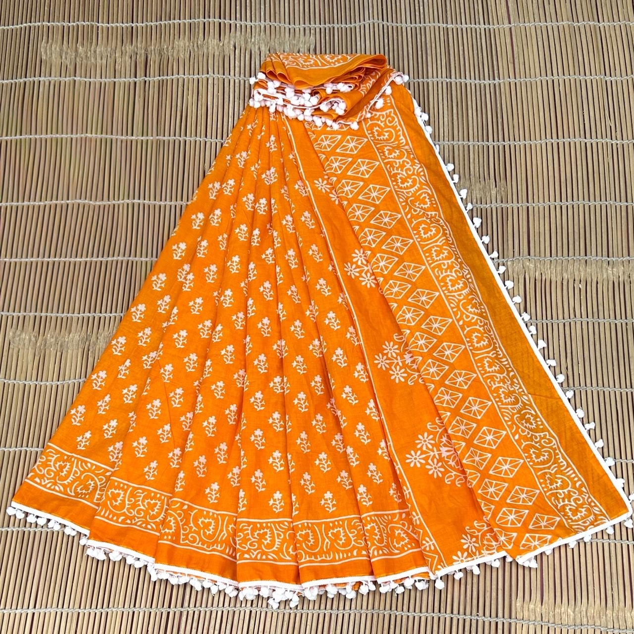 MAL MAL POM POM COTTON SAREE  – 12