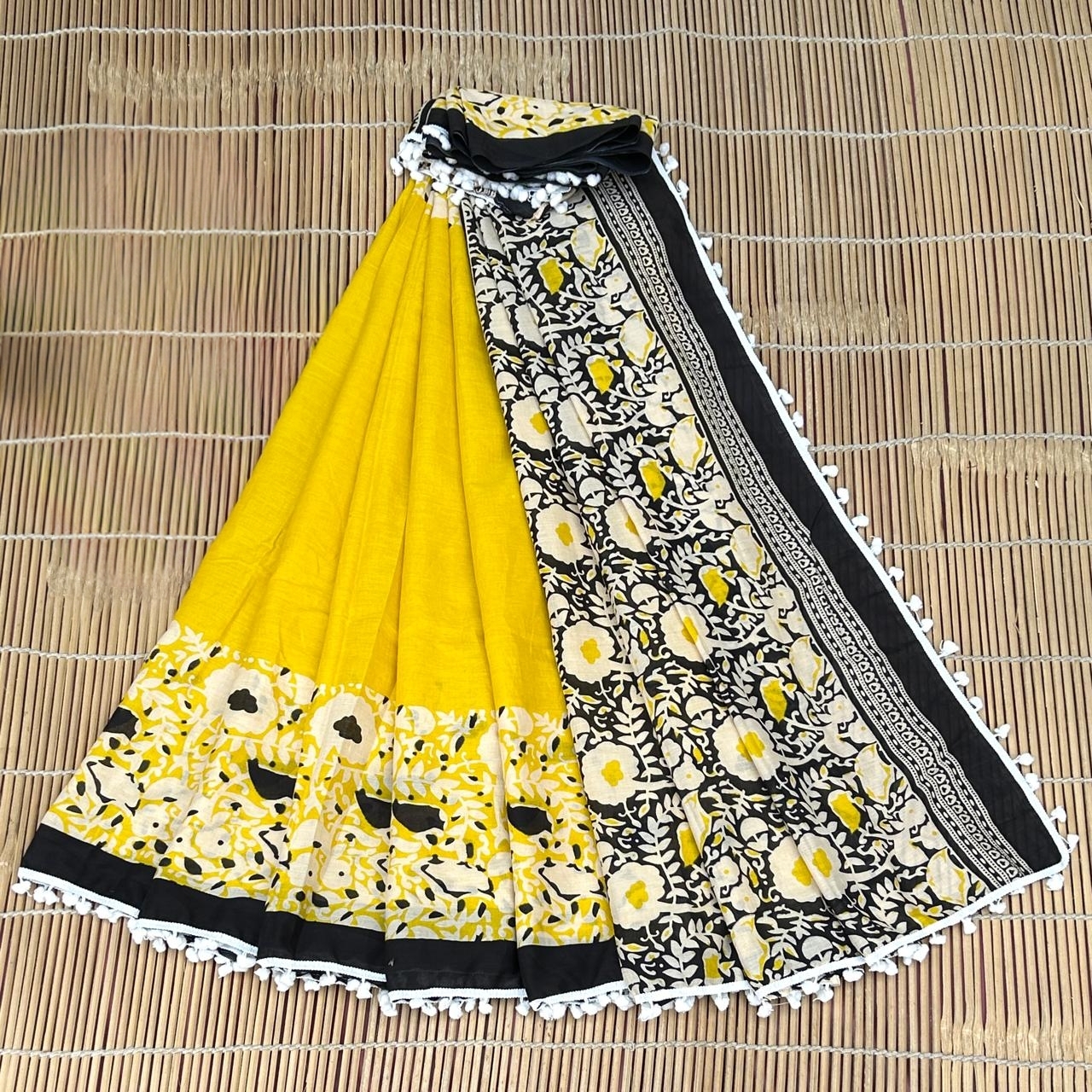 MAL MAL POM POM COTTON SAREE  – 8