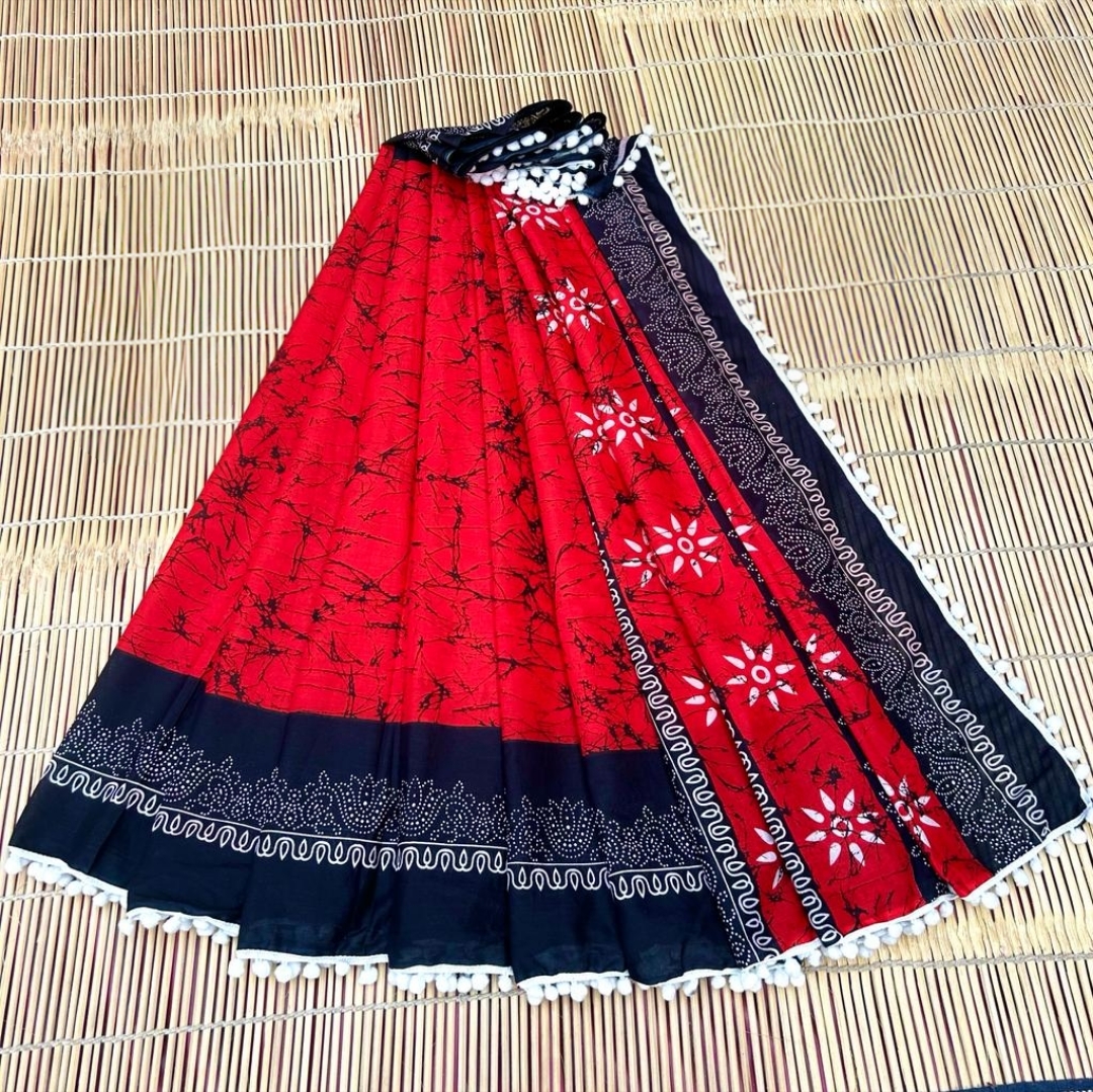 MAL MAL POM POM COTTON SAREE  – 9