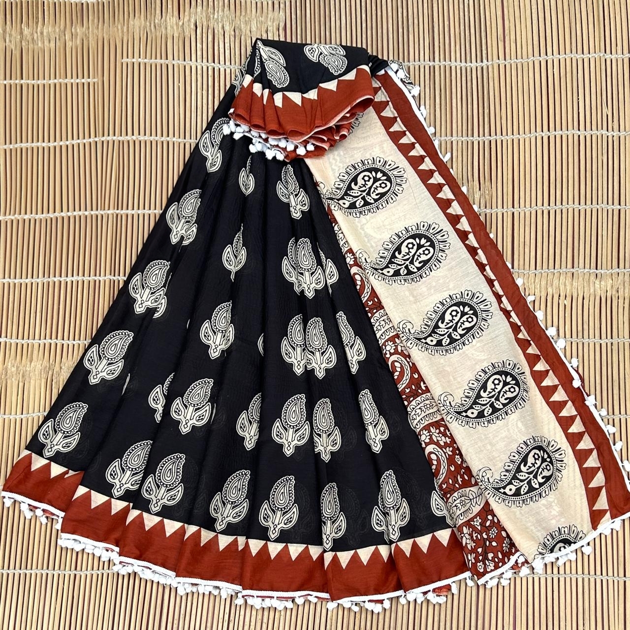 MAL MAL POM POM COTTON SAREE  – 5
