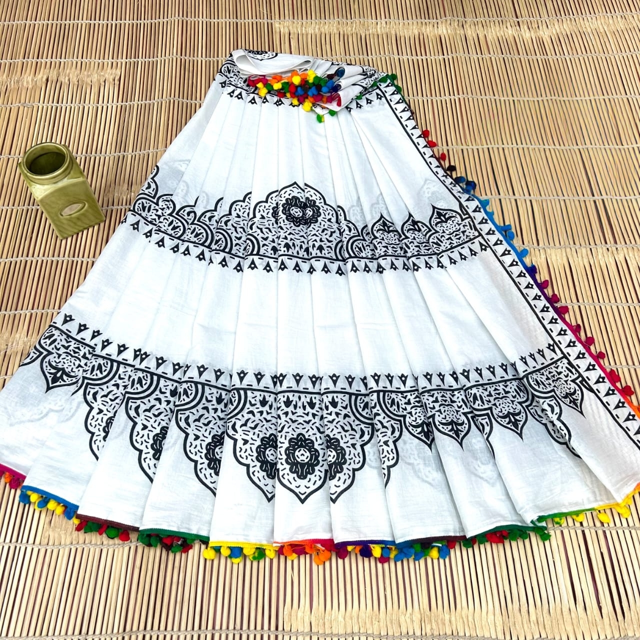 MAL MAL POM POM COTTON SAREE  – 2