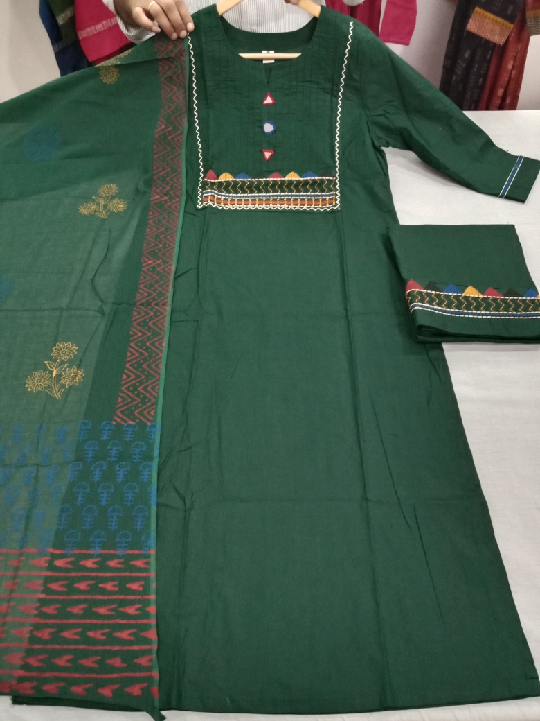PREMIUM COTTON PATCHWORK SUIT – GREEN, M