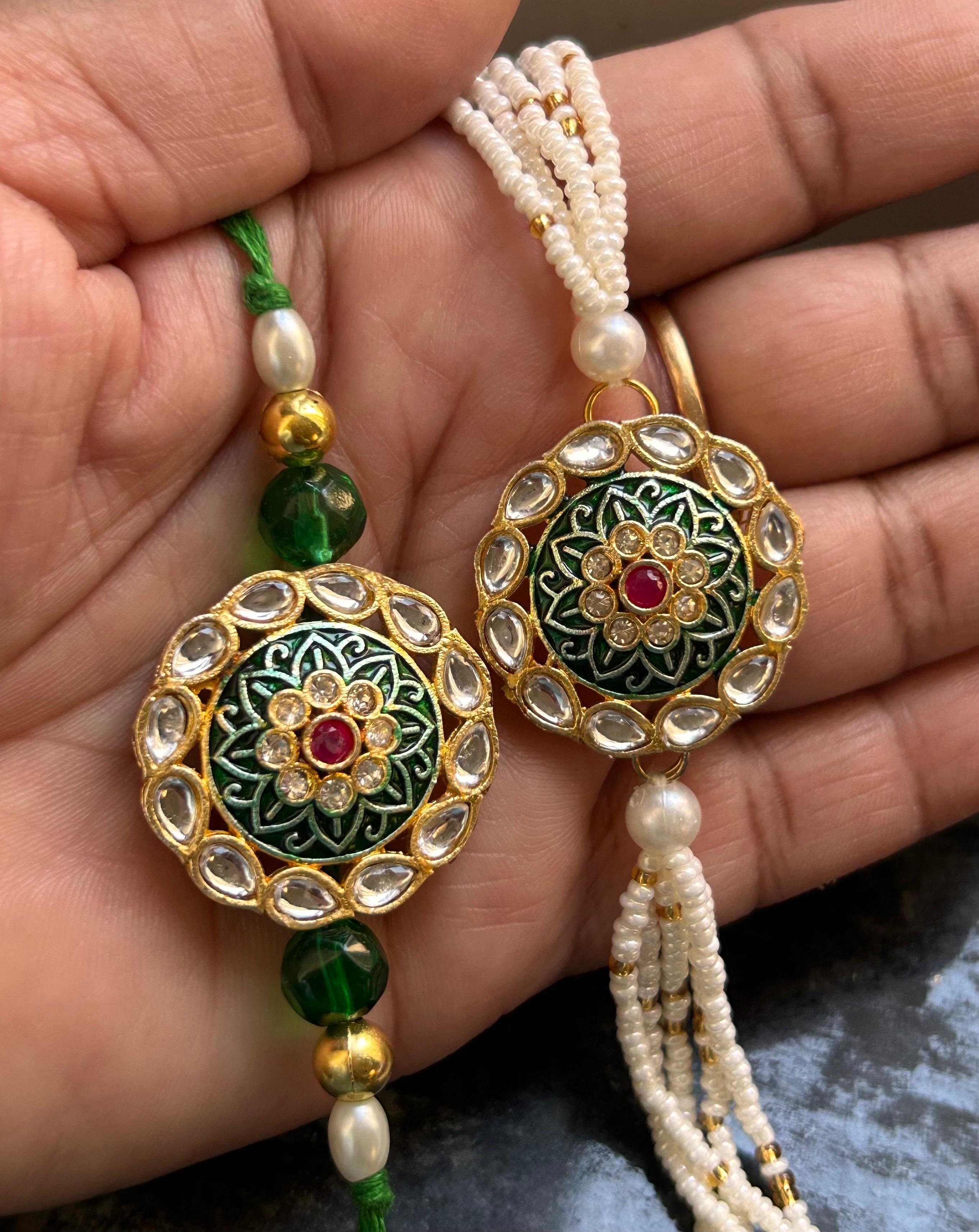 Elegant Bhaiya Bhabhi Rakhi Set  – Design 3