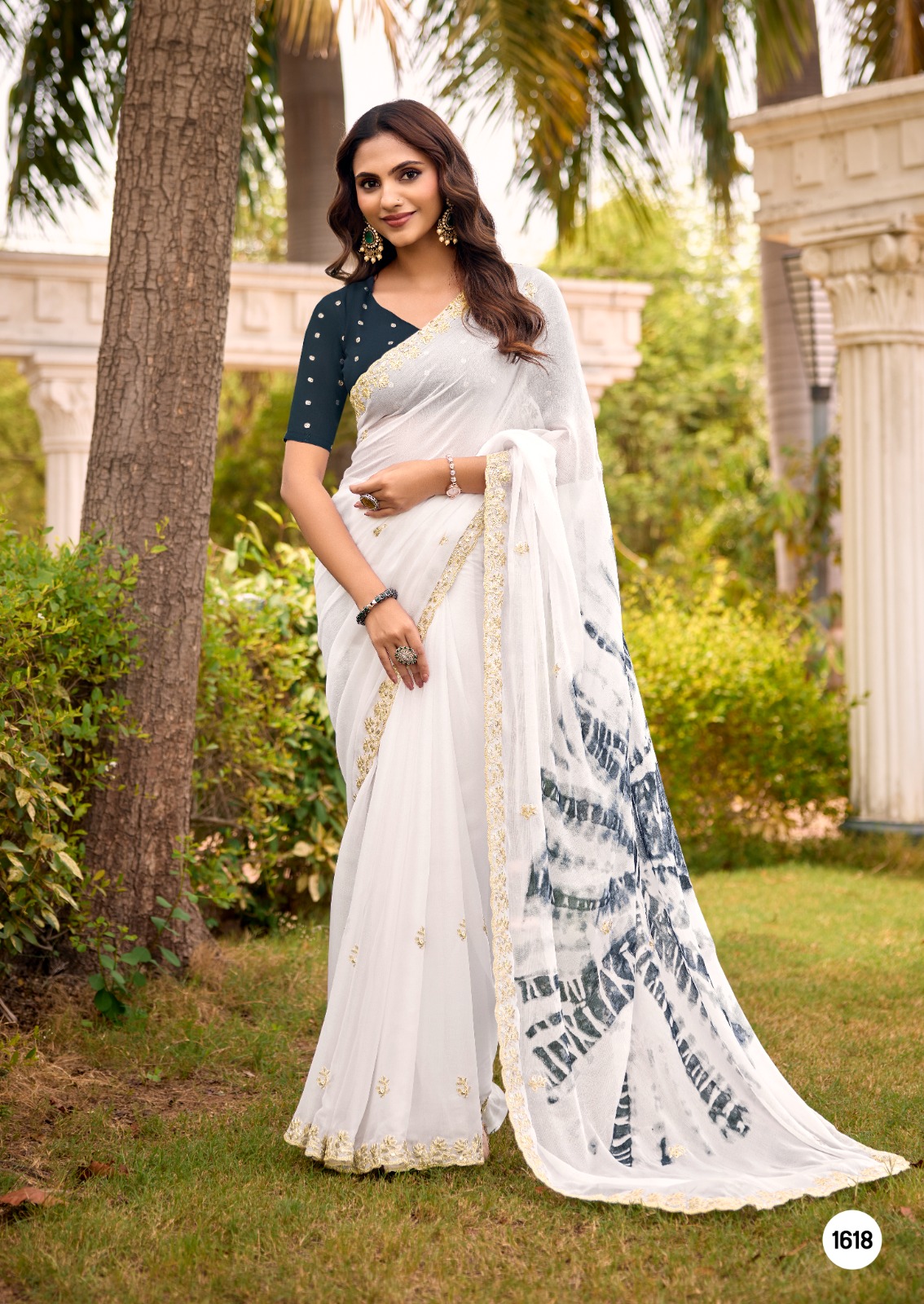 ELEGANT SHIBORI BANDHEJ GEORGETTE- PREBOOKING  – TEAL BLUE