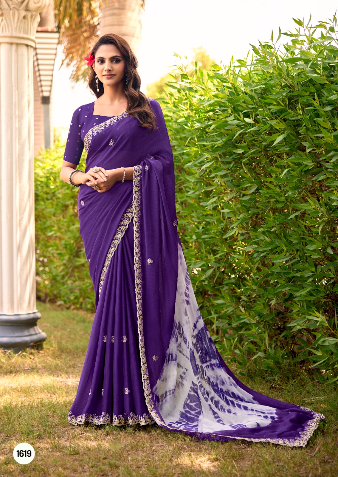 ELEGANT SHIBORI BANDHEJ GEORGETTE- PREBOOKING  – PURPLE