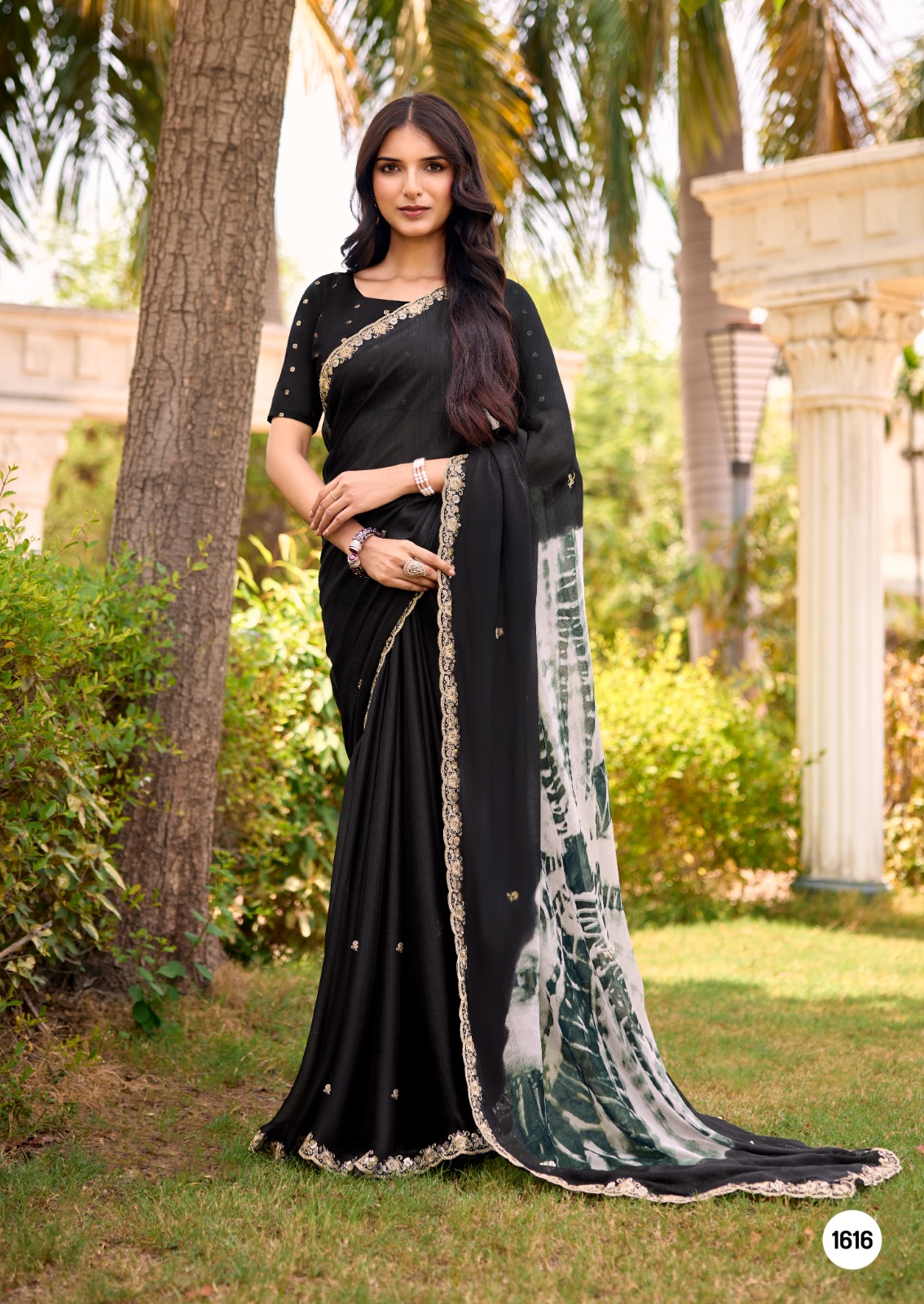 ELEGANT SHIBORI BANDHEJ GEORGETTE- PREBOOKING  – BLACK