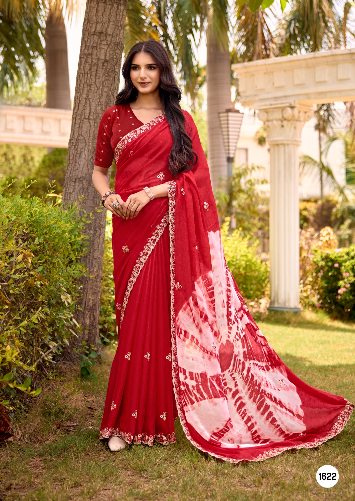 ELEGANT SHIBORI BANDHEJ GEORGETTE- PREBOOKING  – RED