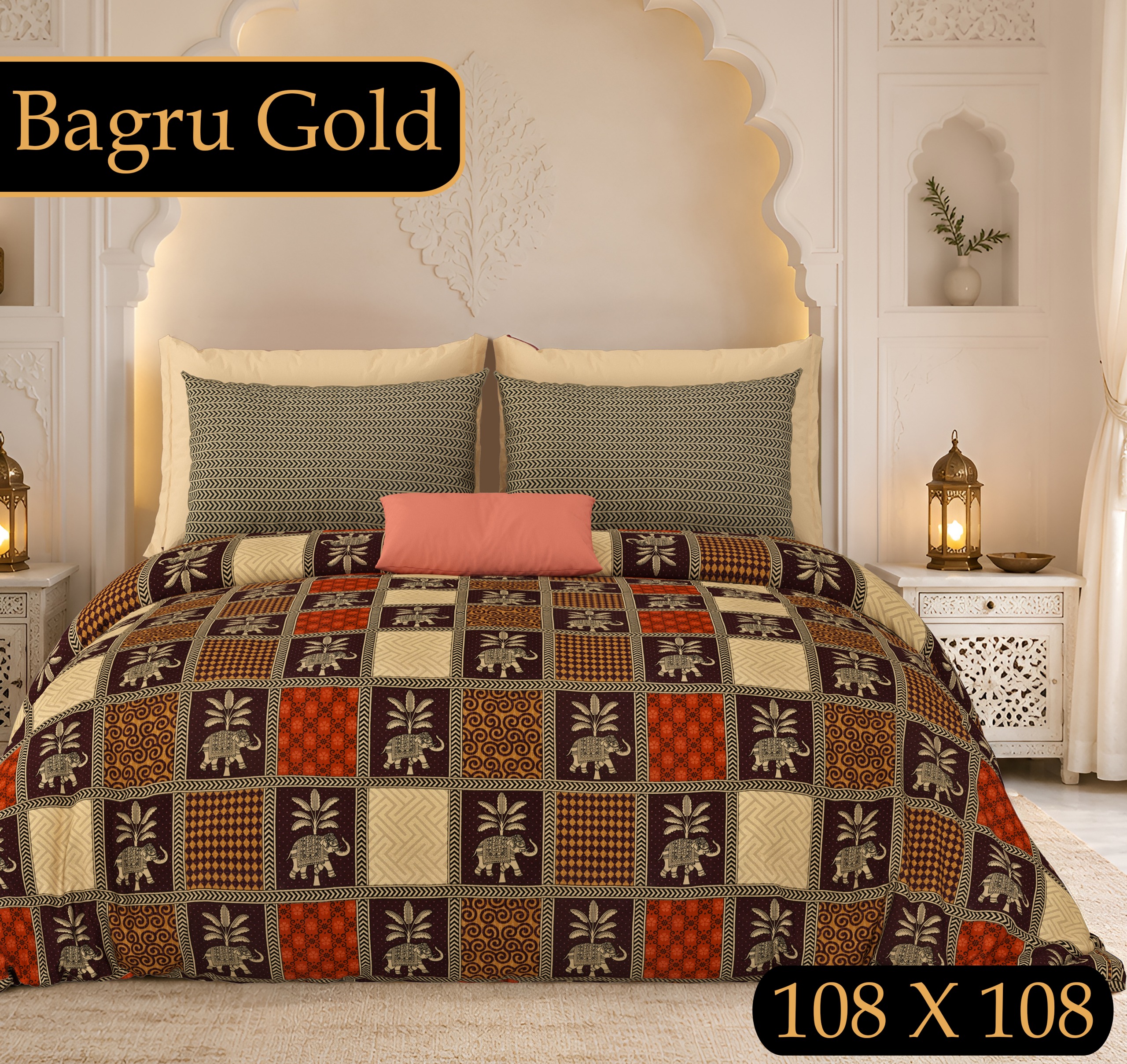 PURE COTTON BAGRU PRINT BEDSHEET B – WINE
