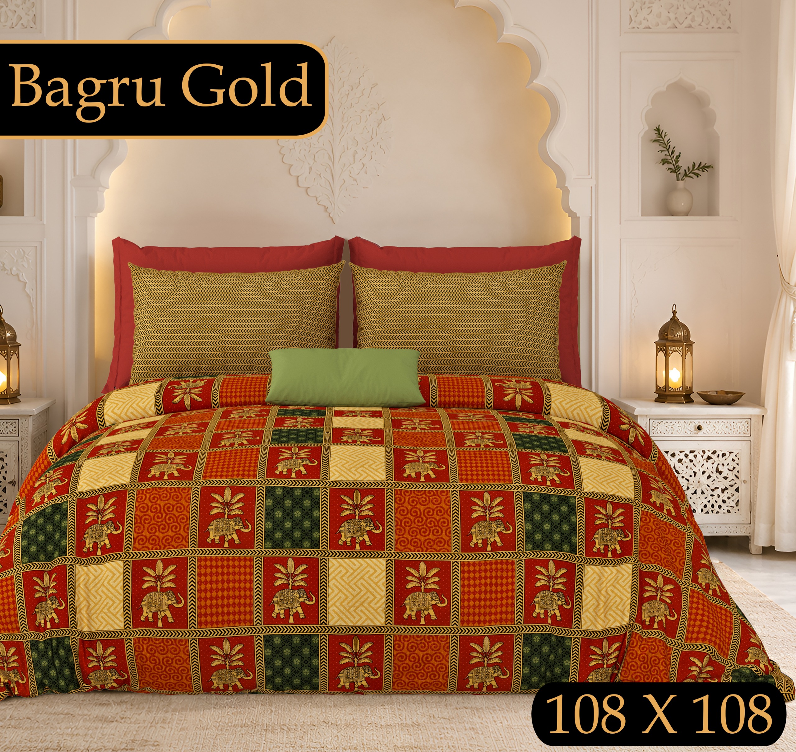 PURE COTTON BAGRU PRINT BEDSHEET B – RED