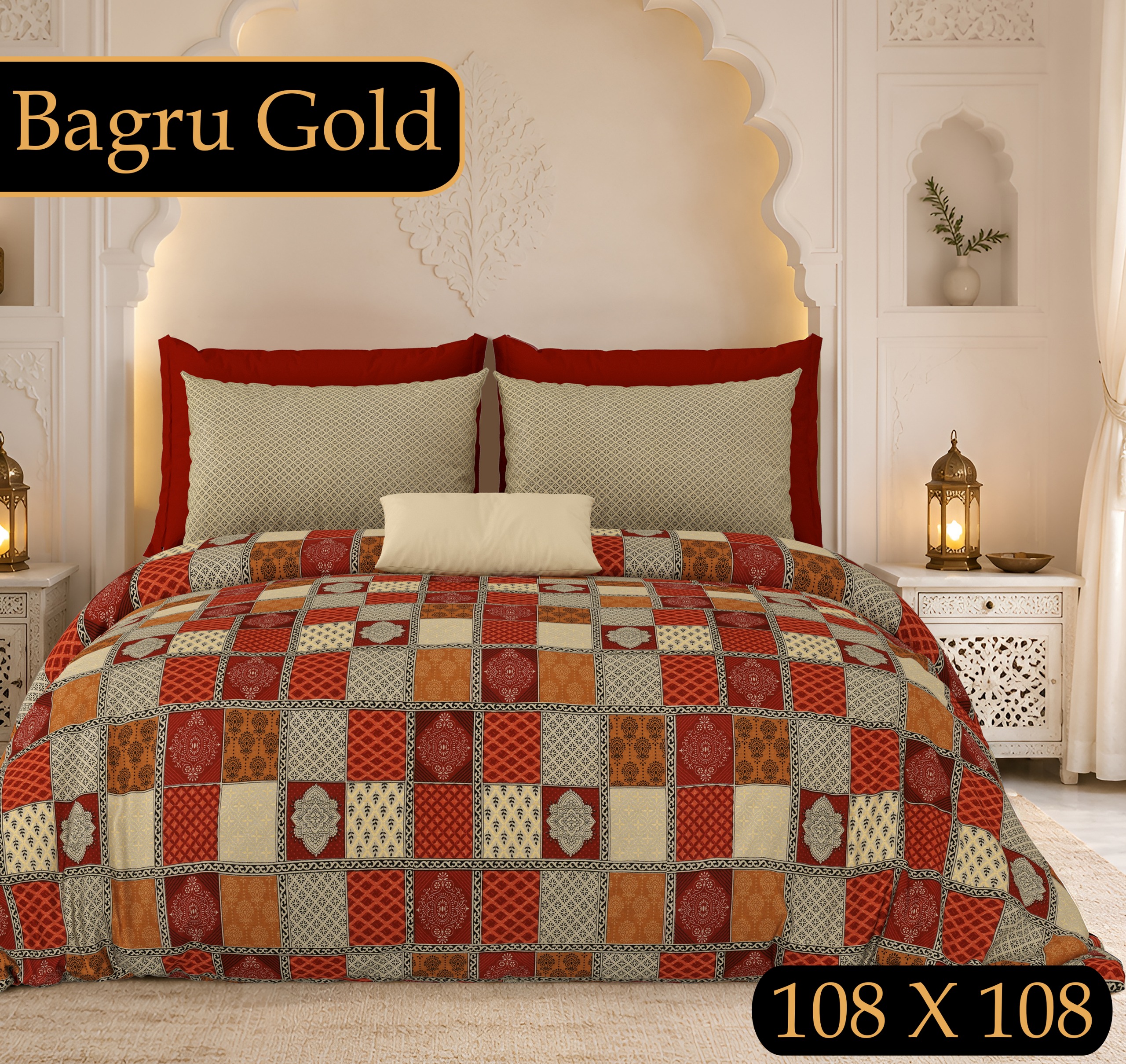 PURE COTTON BAGRU PRINT BEDSHEET C – RED
