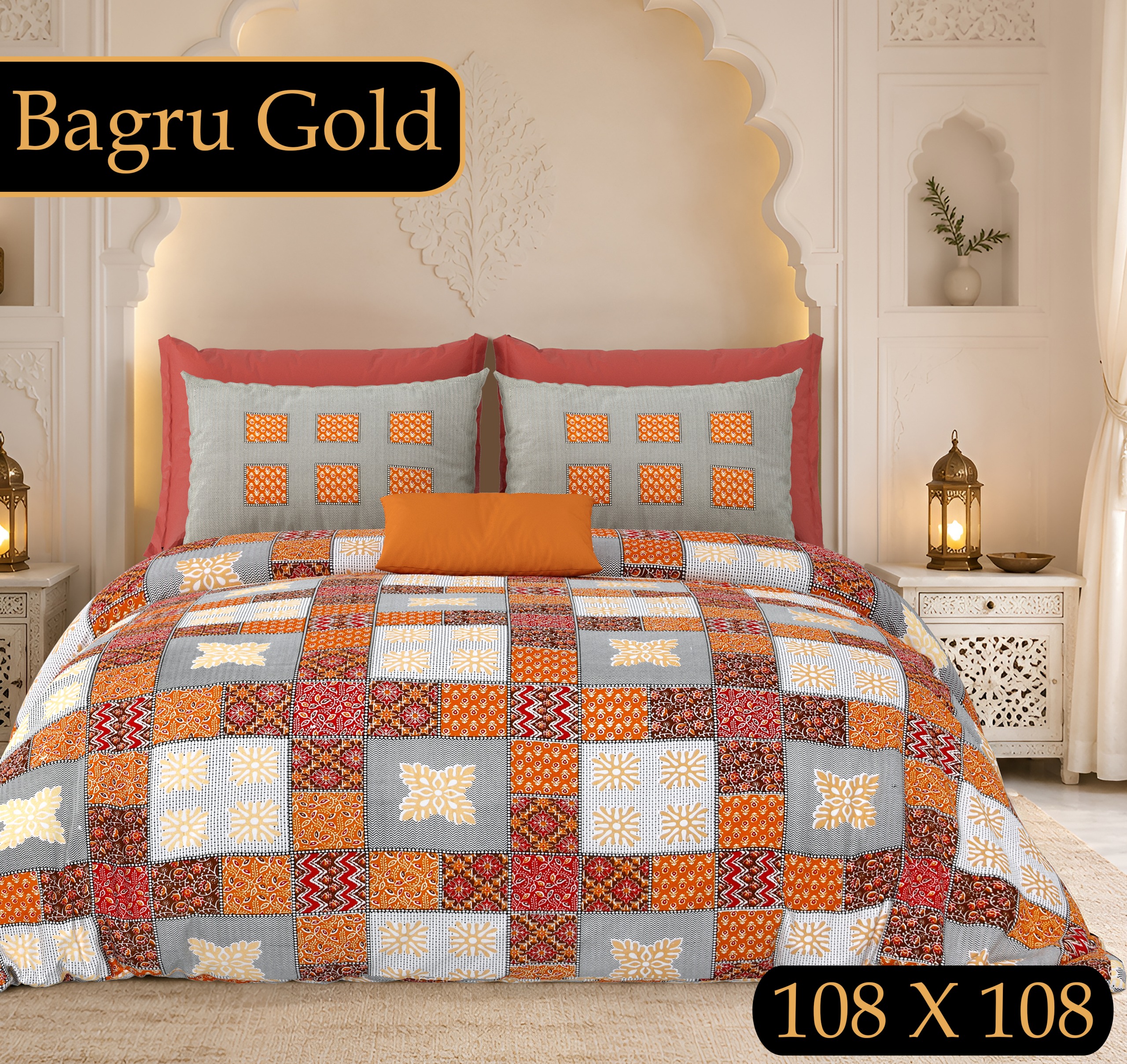 PURE COTTON BAGRU PRINT BEDSHEET F – RED