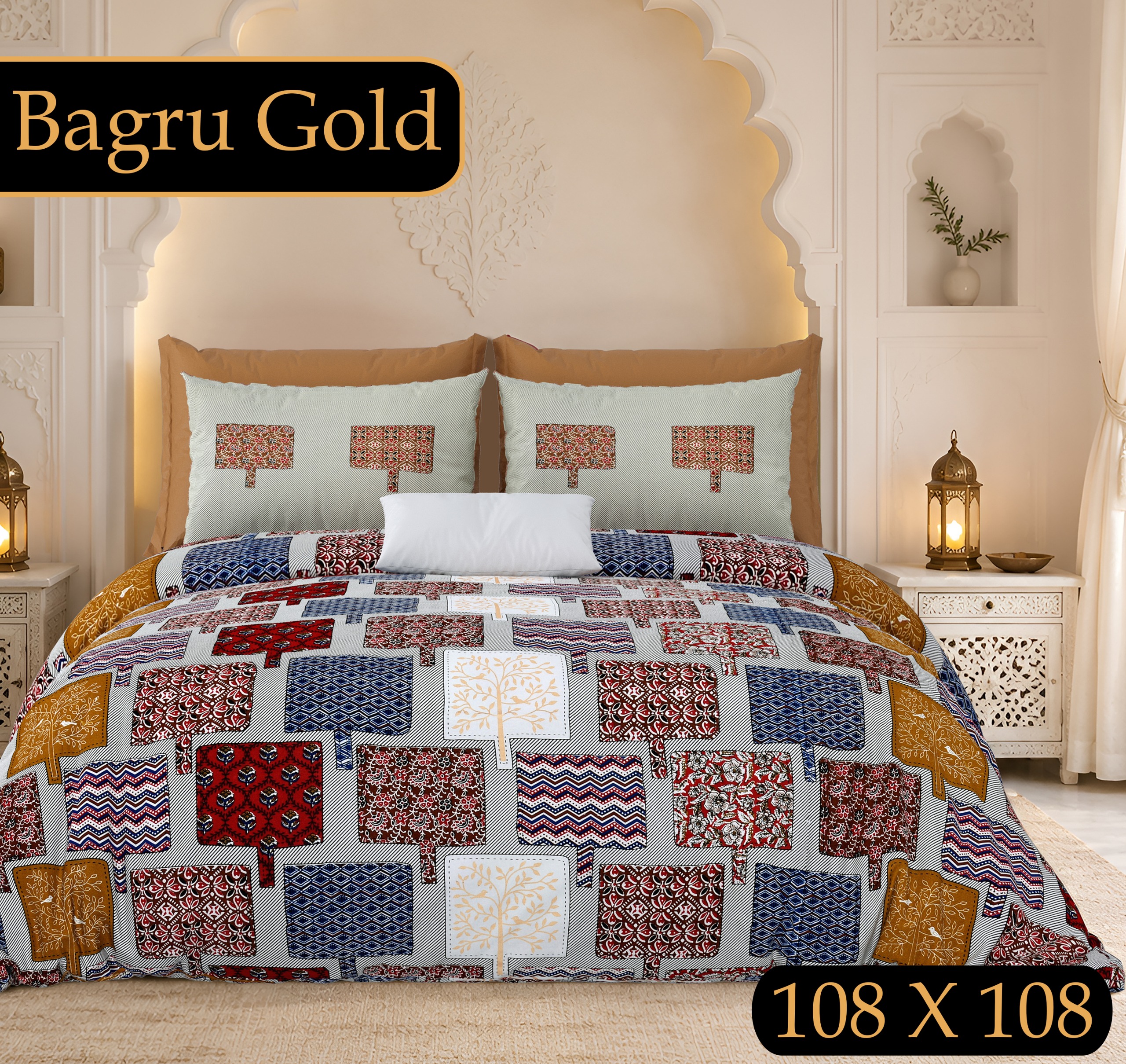 PURE COTTON BAGRU PRINT BEDSHEET G – GREY