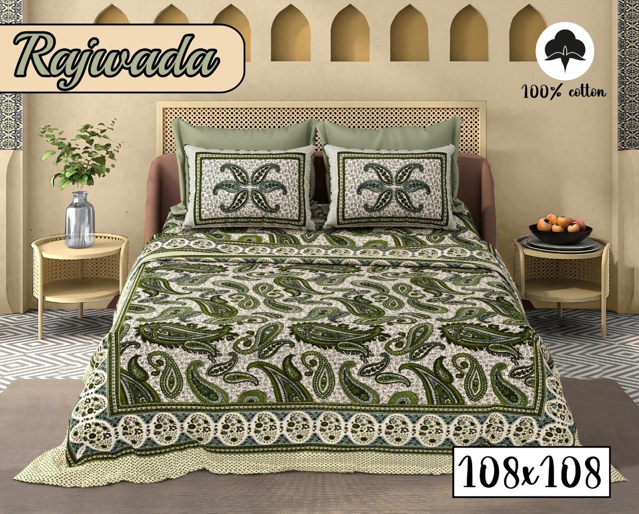 COTTON RAJWADA PREMIUM BEDSHEET C – GREEN