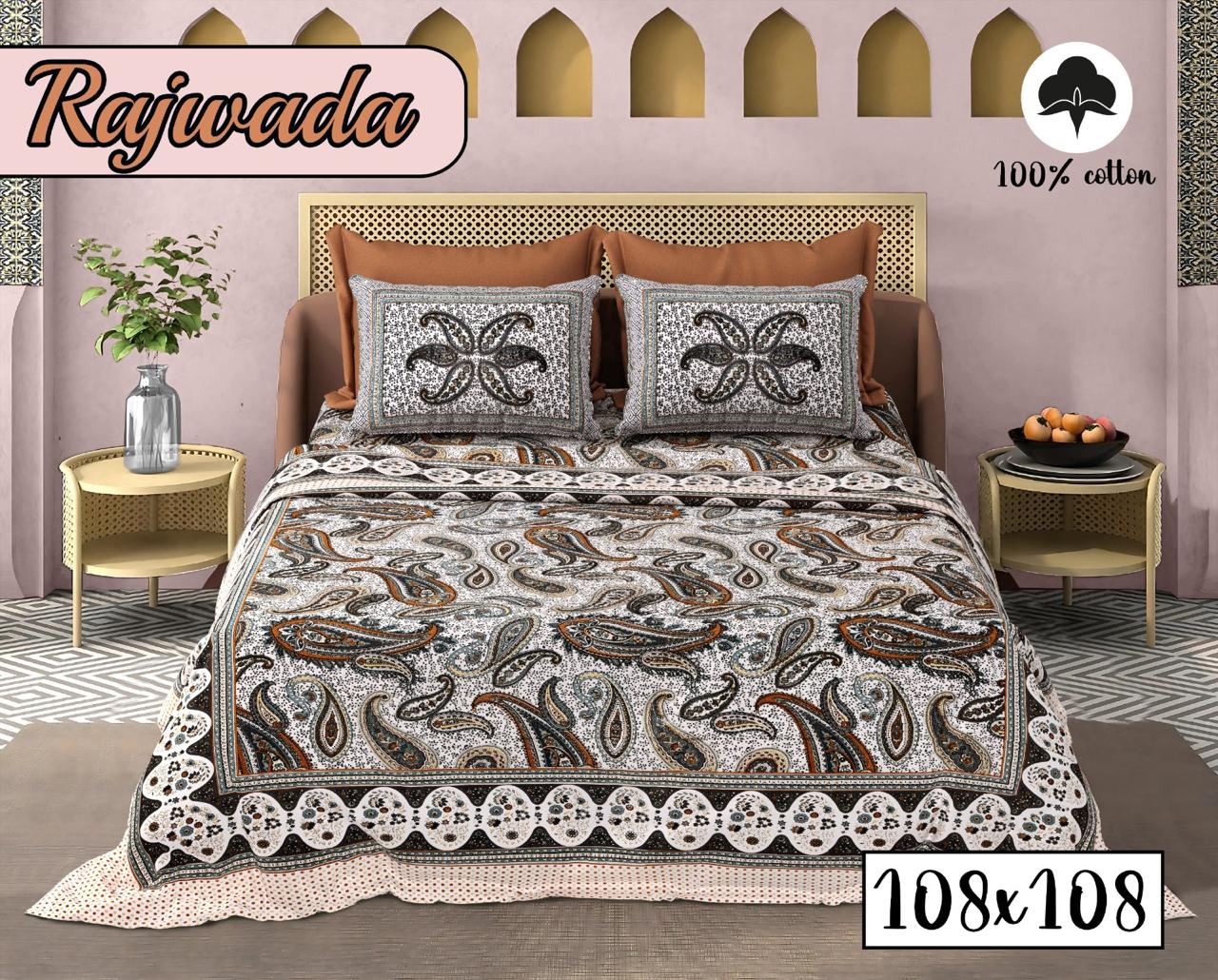 COTTON RAJWADA PREMIUM BEDSHEET C – GREY