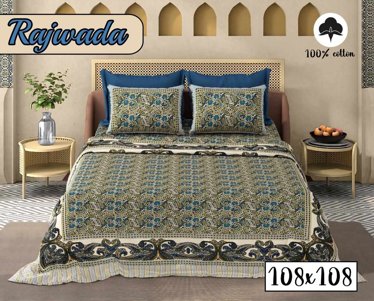 COTTON RAJWADA PREMIUM BEDSHEET D – GREEN