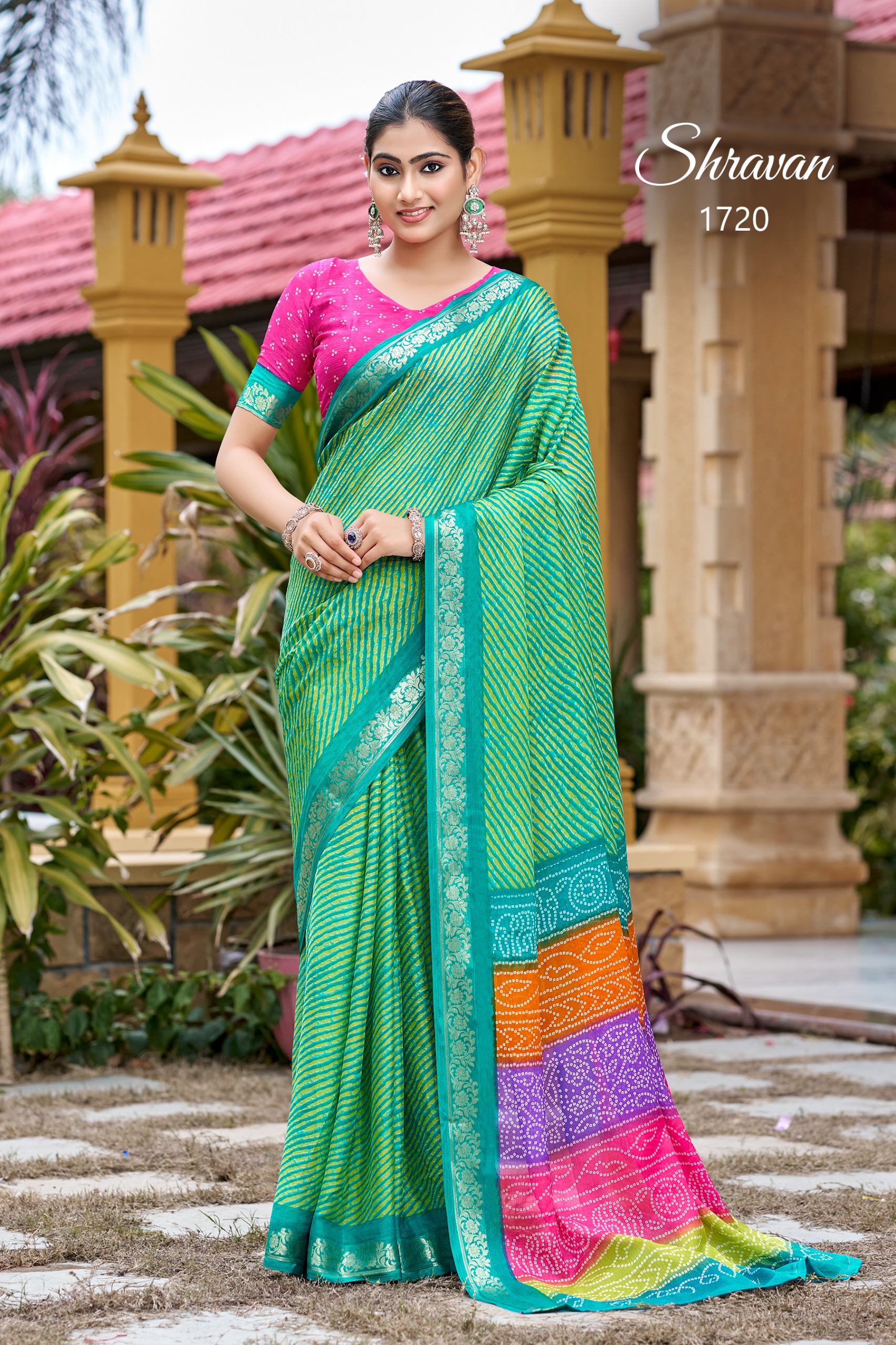 SAWAN SPECIAL: LEHRIYA BANDHEJ SAREE – RAMA