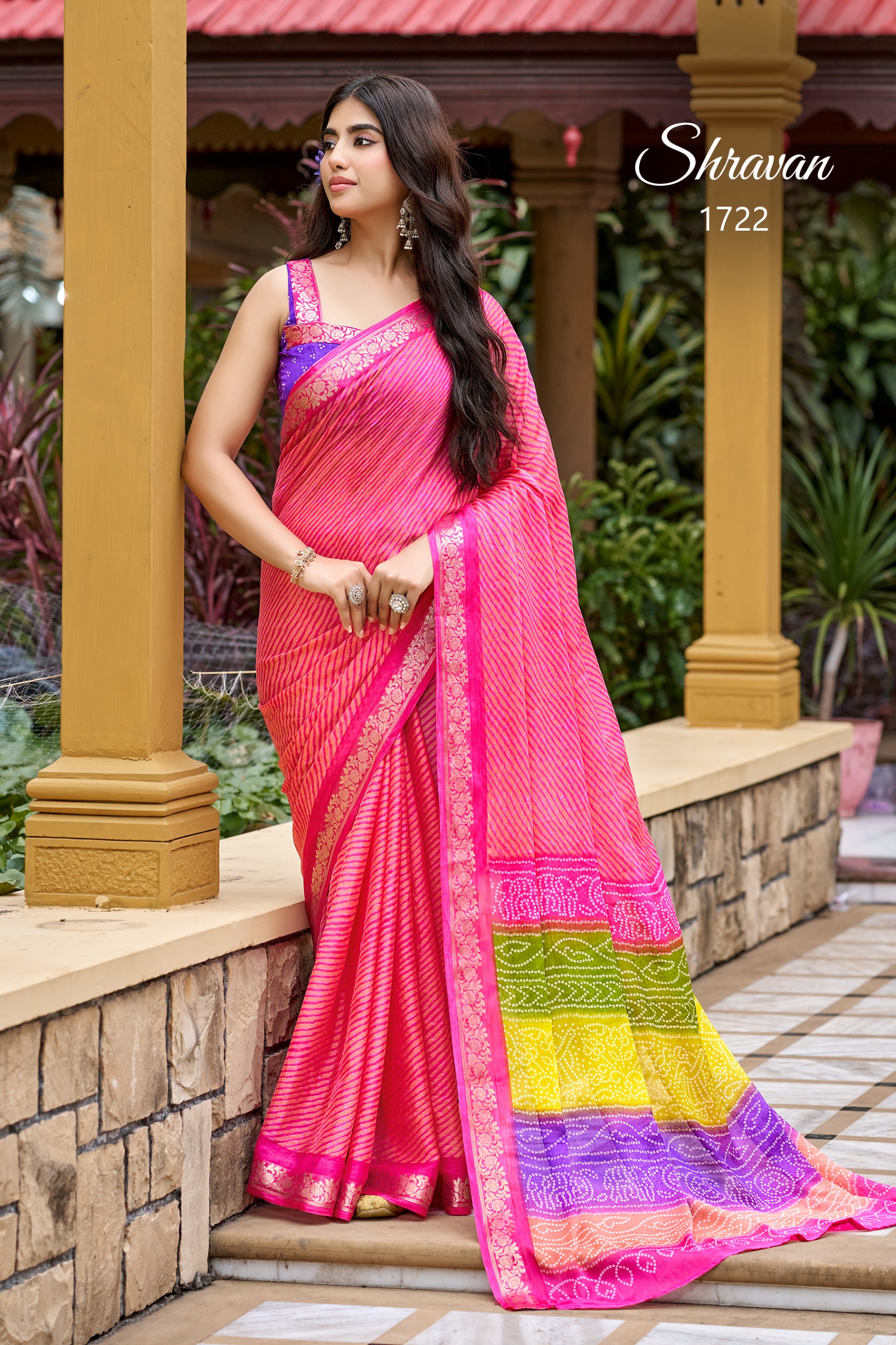 SAWAN SPECIAL: LEHRIYA BANDHEJ SAREE – RANI
