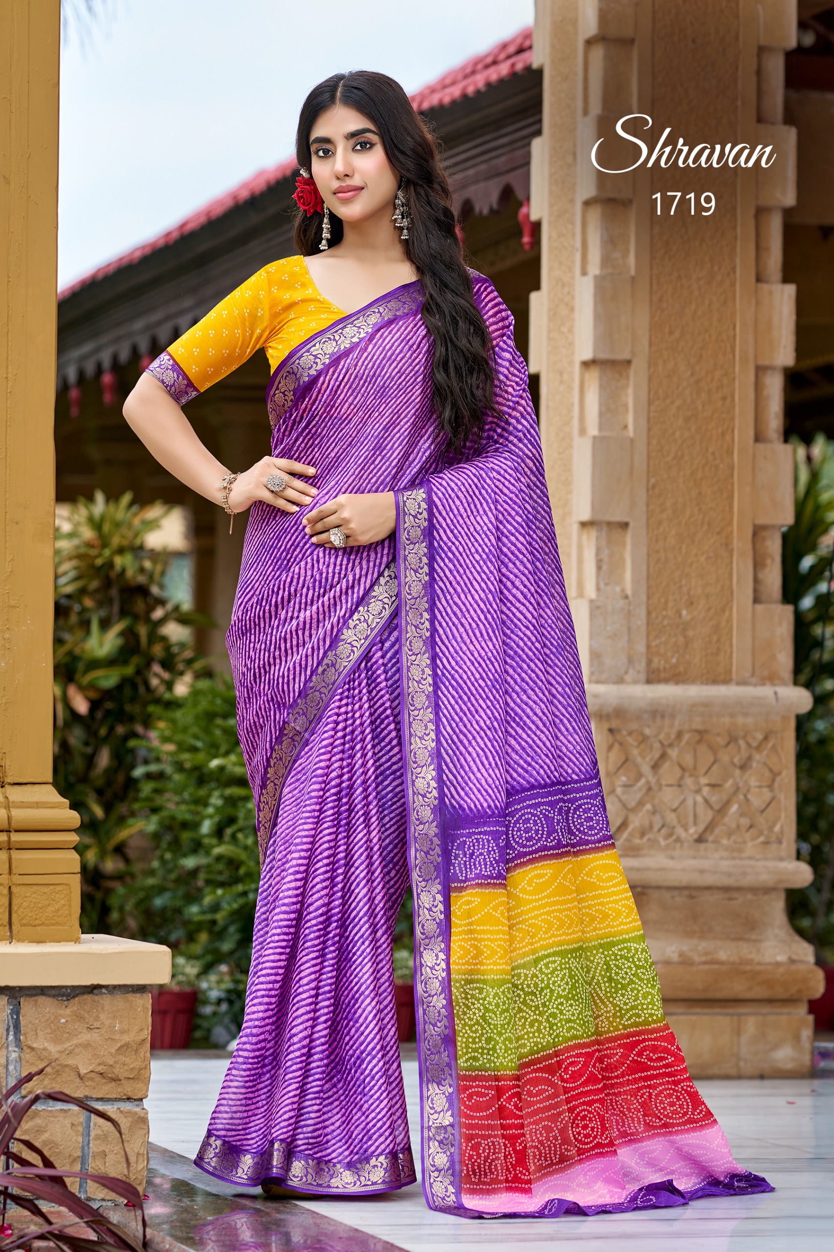 SAWAN SPECIAL: LEHRIYA BANDHEJ SAREE – PURPLE