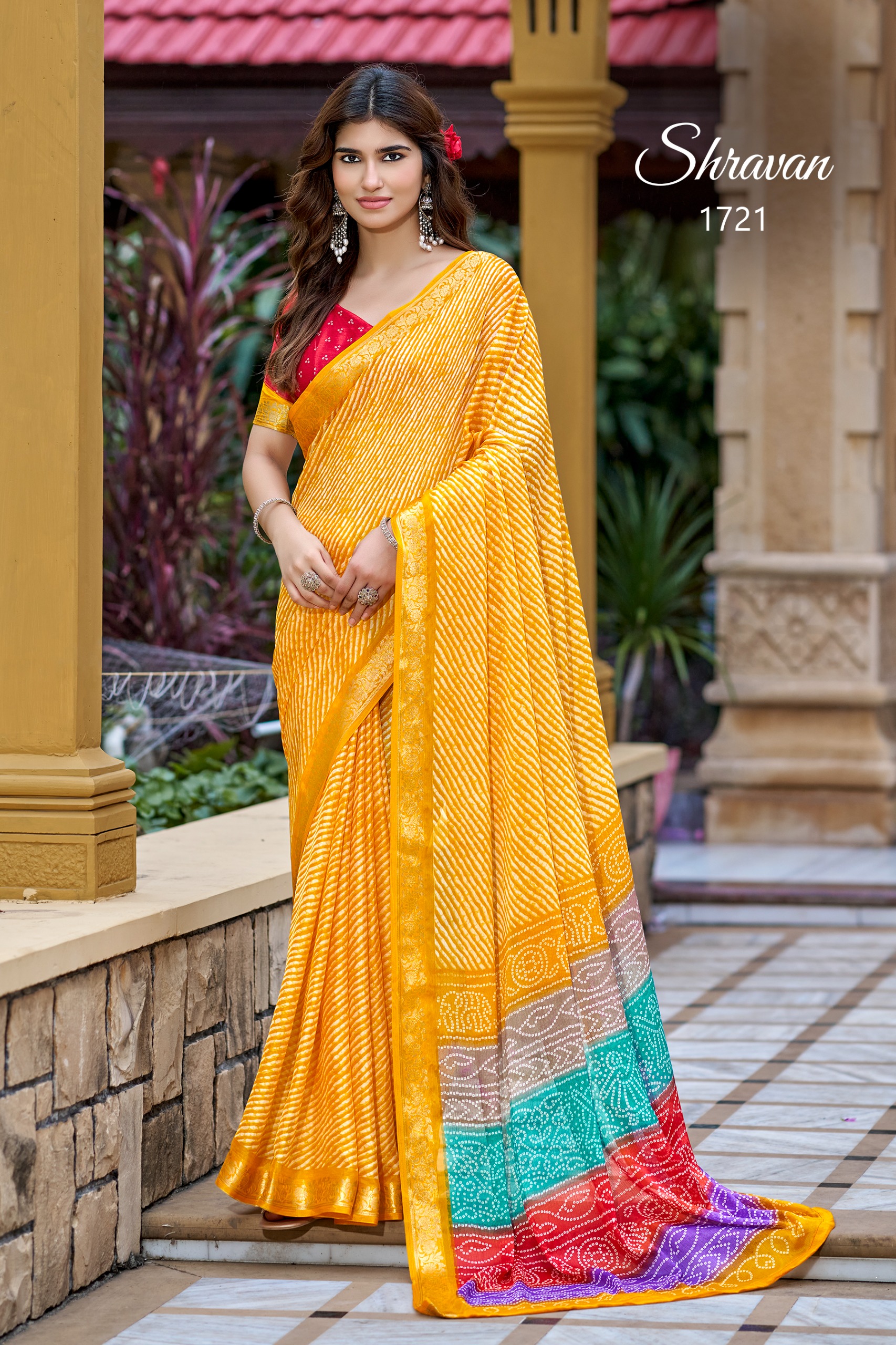 SAWAN SPECIAL: LEHRIYA BANDHEJ SAREE – YELLOW