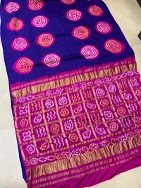 Pure Modal Gajji 3D Saree with Ghatchola Pallu – Blue-Rani