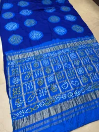 Pure Modal Gajji 3D Saree with Ghatchola Pallu – All Blue