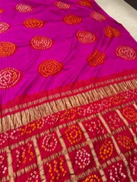 Pure Modal Gajji 3D Saree with Ghatchola Pallu – Rani-Red