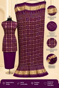 Pure Modal Gajji Ghatchola Unstiched Suit – Wine
