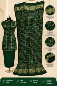 Pure Modal Gajji Ghatchola Unstiched Suit – Green