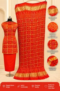 Pure Modal Gajji Ghatchola Unstiched Suit – Red