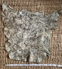 Natural Dye Buckskin - Pale Indigo & Osage - Cedar Leaf Stamp – Image 1