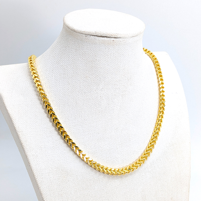 Square Wheat Link Gold Chain – Image 2