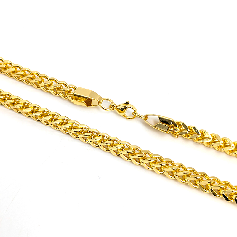 Square Wheat Link Gold Chain – Image 3