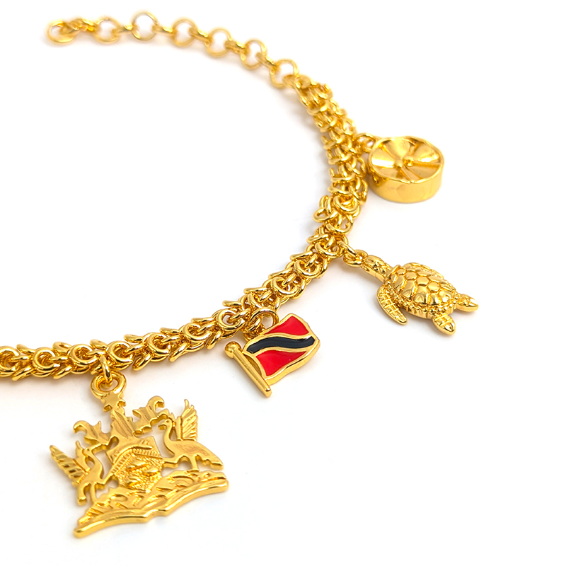 Trinidad Red Charm Gold Bracelet – Image 3
