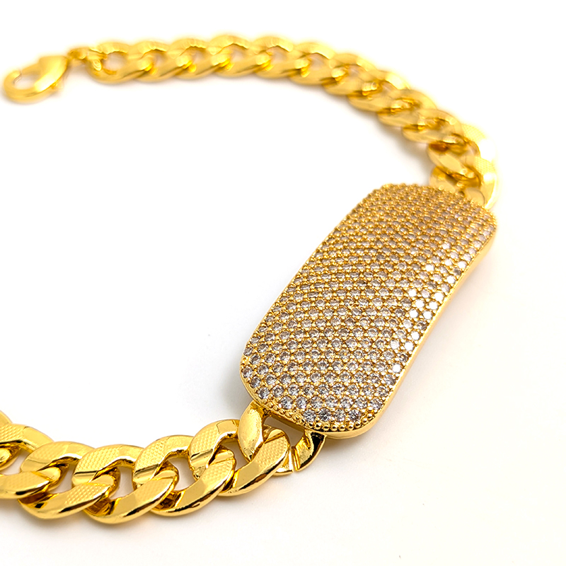 Cuban link full crystal ID Hand band – Image 2