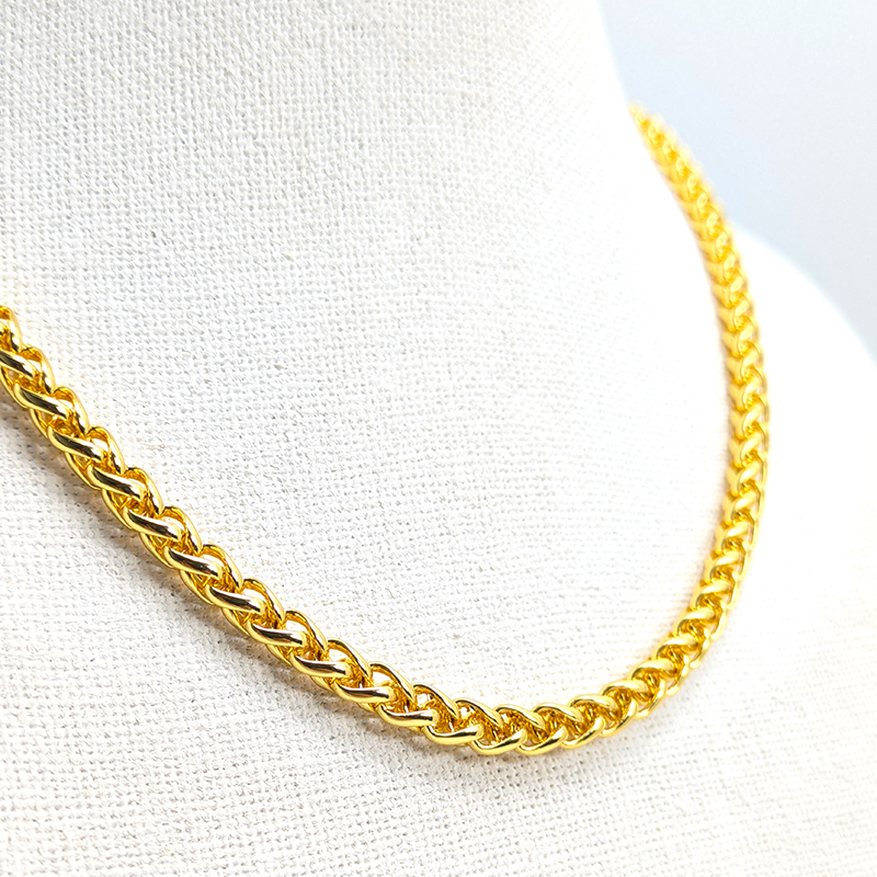 Round Wheat Link Gold Chain – Image 1