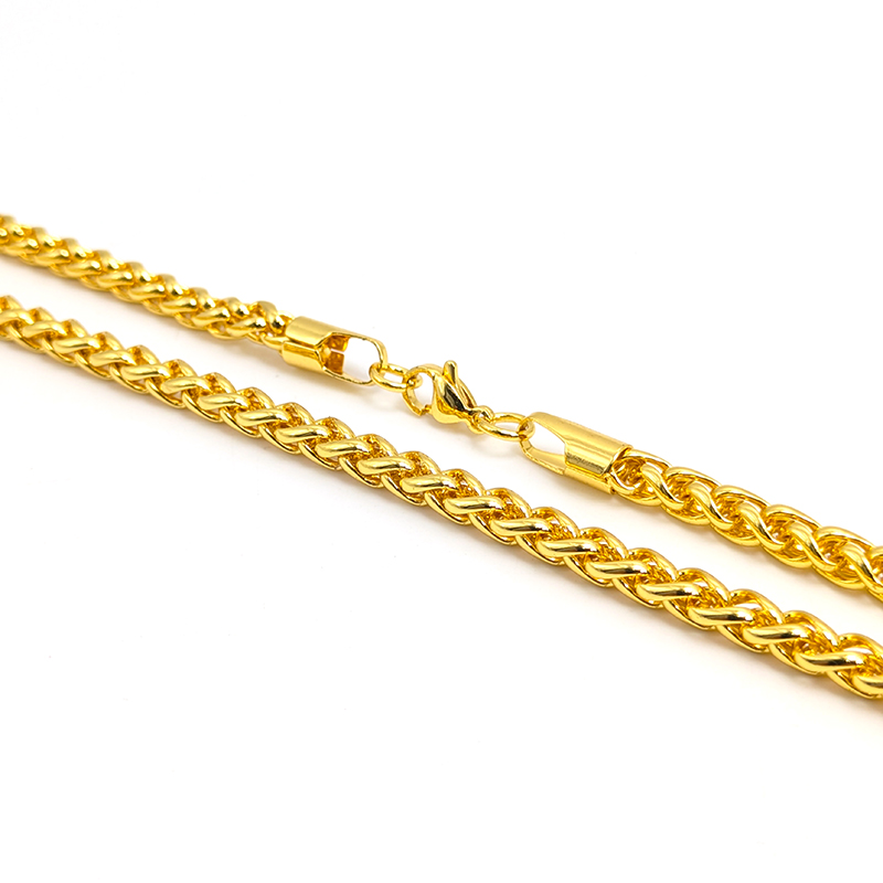 Round Wheat Link Gold Chain – Image 3