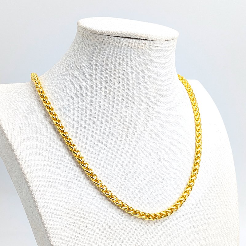 Round Wheat Link Gold Chain – Image 2