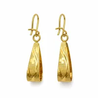 Triple-Bead Teardrop Gold Earrings – Image 3