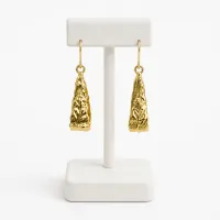 Sculpted Leaf Teardrop Gold Earrings – Image 2