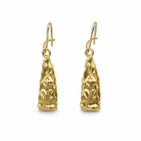 Sculpted Leaf Teardrop Gold Earrings – Image 1