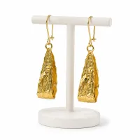 Floral Leaf Teardrop Gold Earrings – Image 2