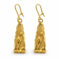 Floral Leaf Teardrop Gold Earrings – Image 1